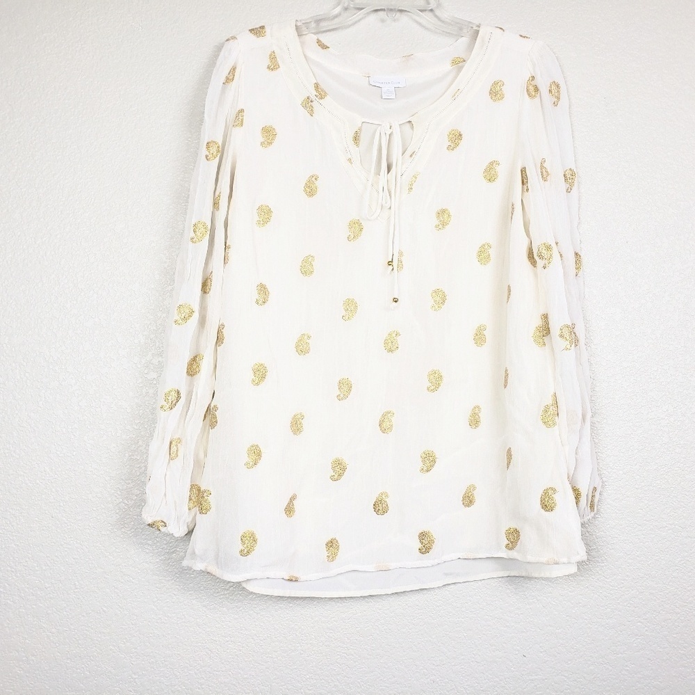 Charter Club flowy gold decorative blouse